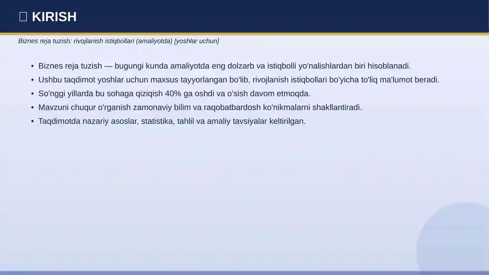 Biznes reja tuzish: rivojlanish istiqbollari (amaliyotda) [yoshlar uchun] 3