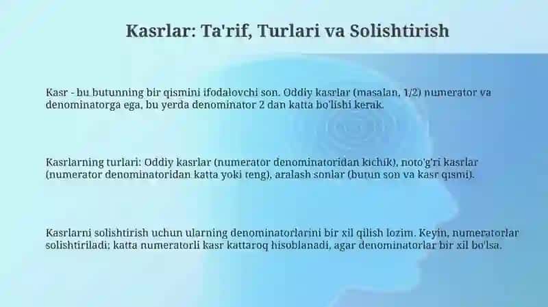 Kasrlar va ulushlar 3