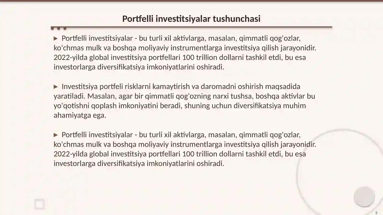 Portfelli investitsiyalar va qimmatli qoģozlar bozori 3