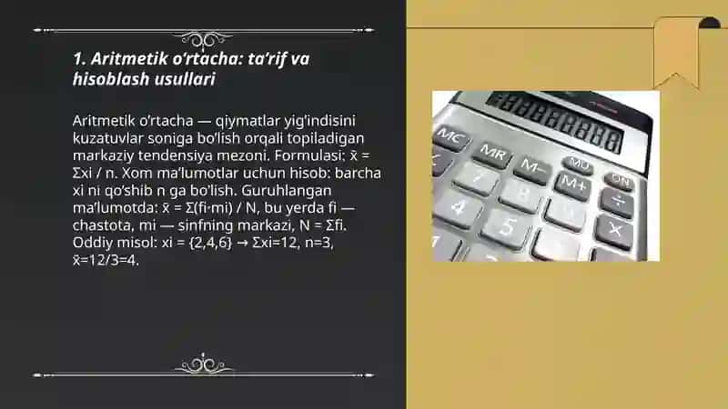 O’rtacha qiymatlar, turlari, hissoblash usullari va tibbiyotda qo’llanilishi 3