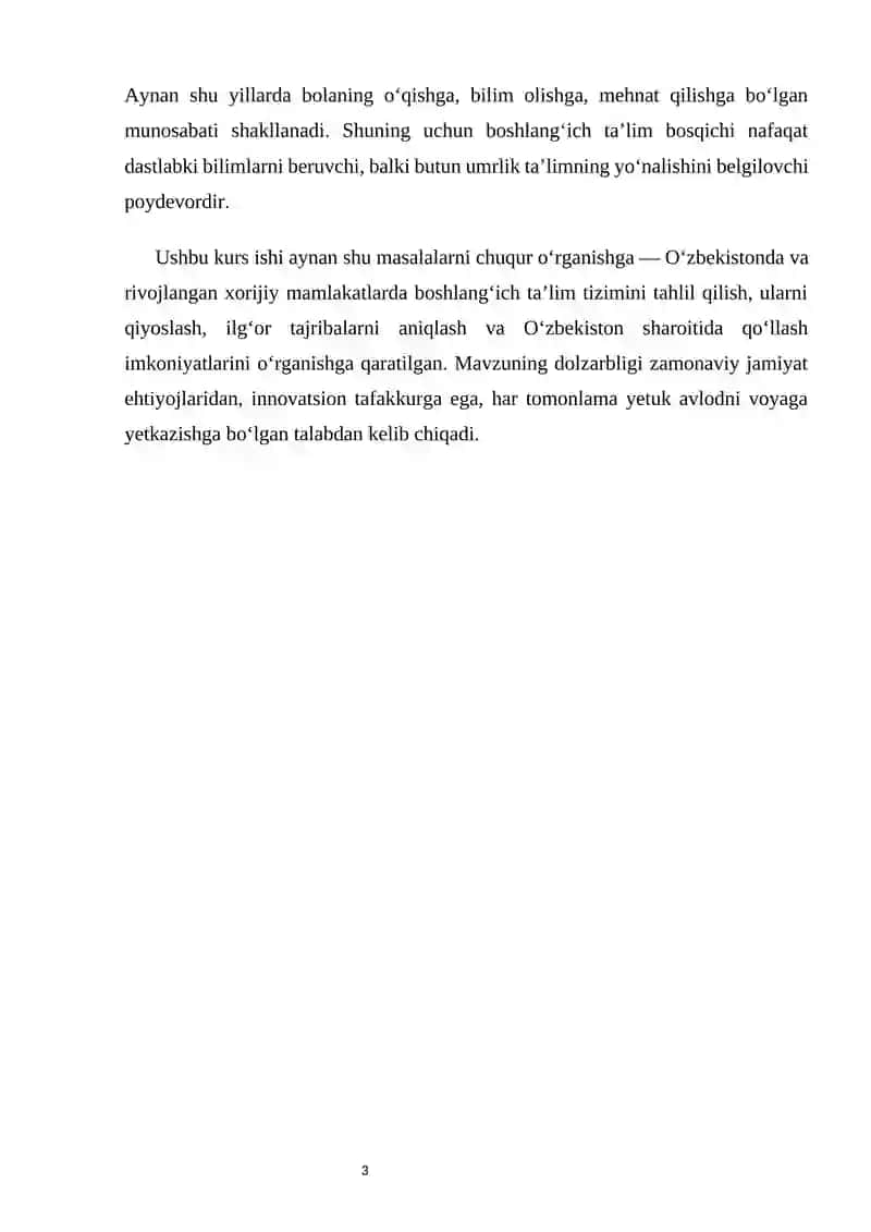 O’zbekistonda va rivojlangan horijiy davlatlarda boshlangich ta’lim tizimi va uni qiyosiy organish mazmuni 3