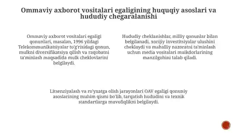 Ommaviy axborot vositalari holatlarining huquqiy asoslari va hududiy chegaralanishi 3
