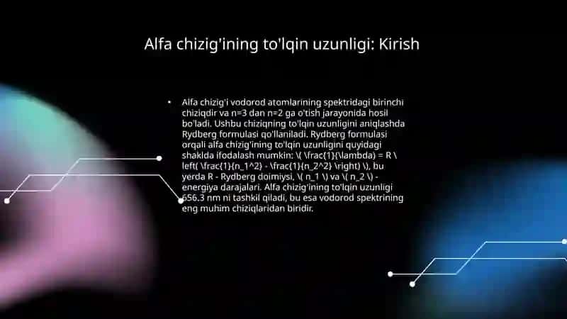 Alfa chizig'ining to'lqin uzunligi 3