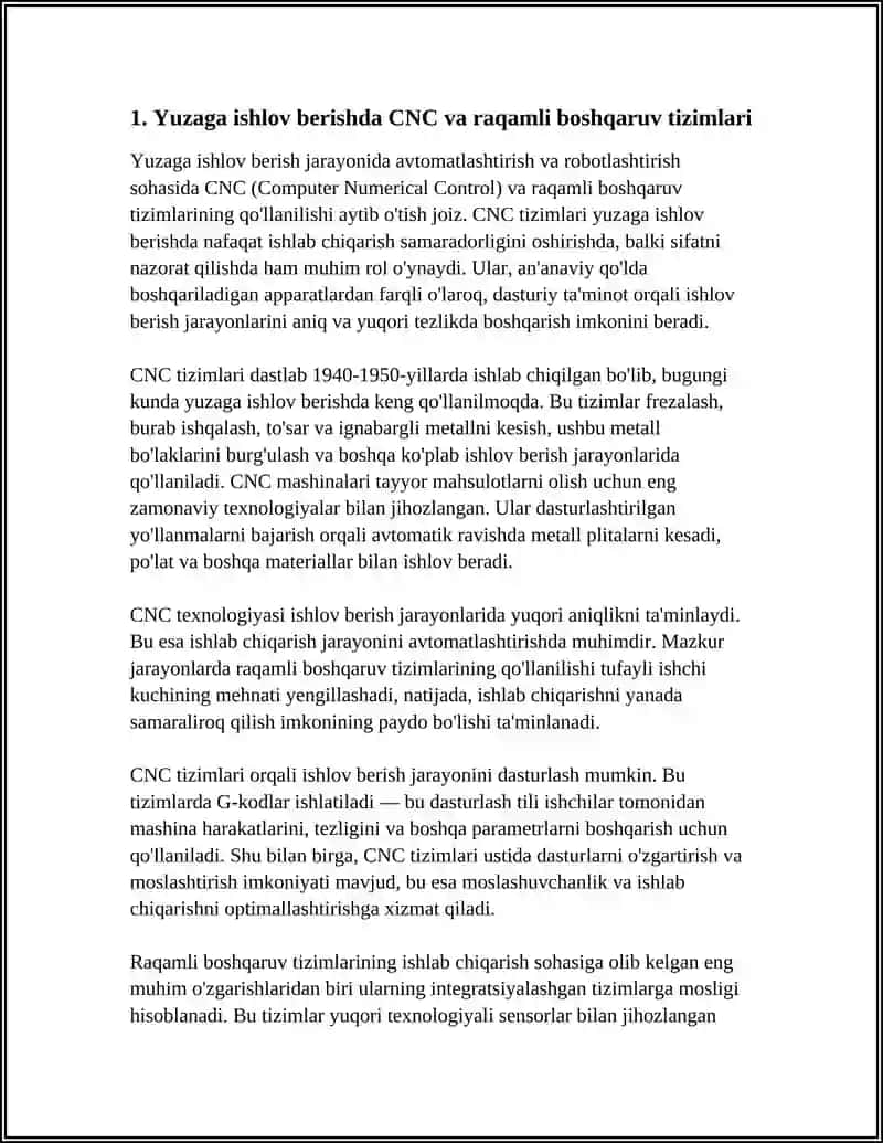 YUZAGA ISHLOV BERISHDA AVTOMATLASHTIRISH VA ROBOTLASHTIRISH 3