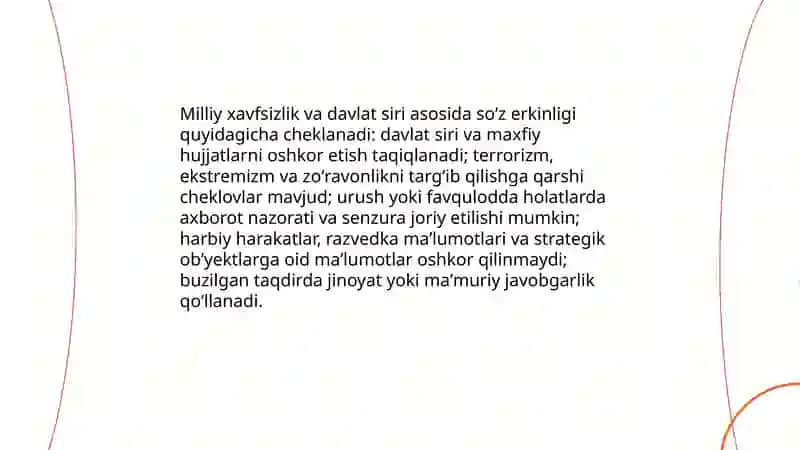 Insoning soʻz va fikrlash erkinligu huquqini istisno qiluvchi holatlar 3
