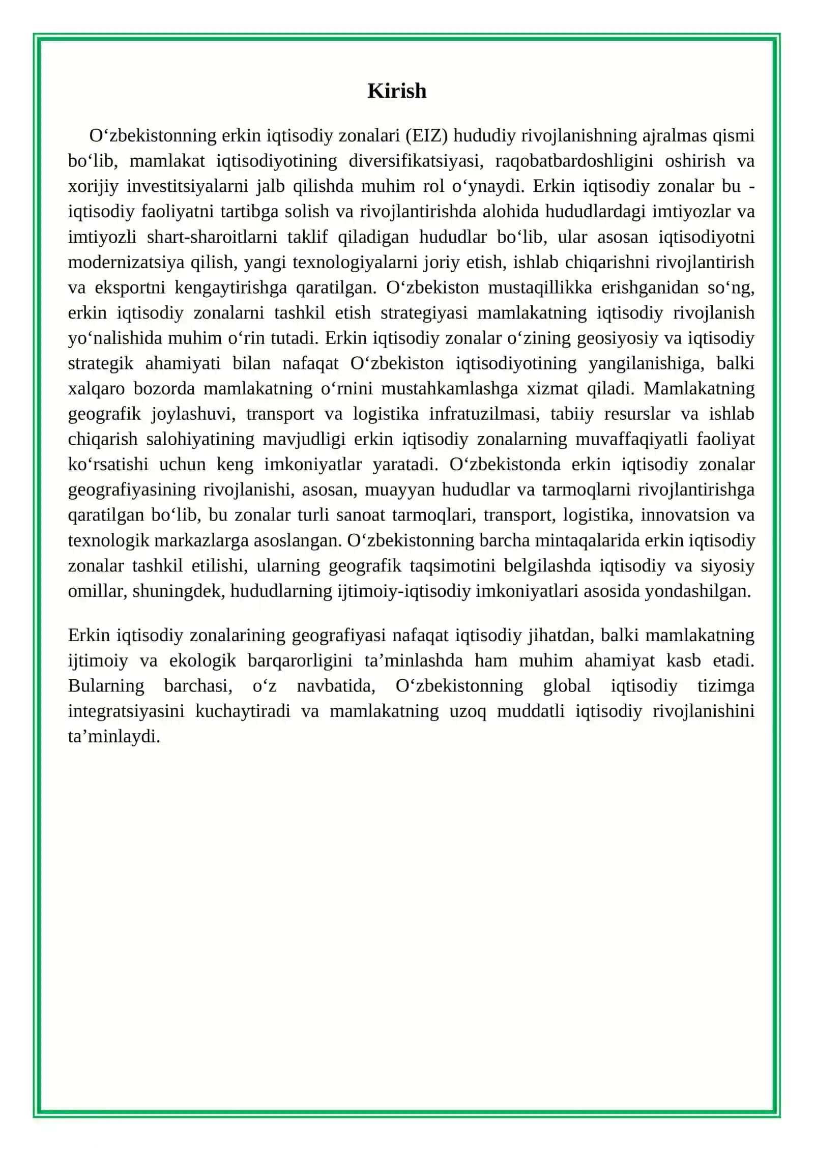 O‘ZBEKISTON ERKIN IQTISODIY ZONALARI GEOGRAFIYASI. AMALIY MASHG‘ULOT (2) 3