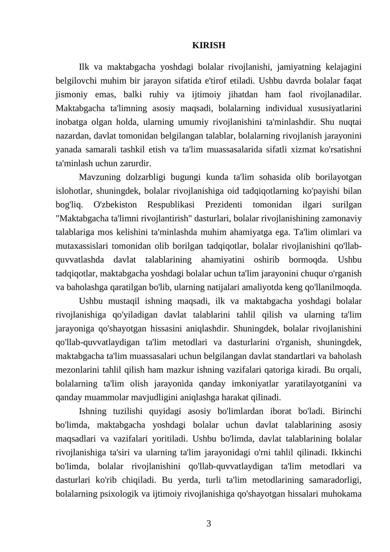 MAKTABGACHA TA'LIM XUQUQIY TARBIYA METODIKASI FANIDAN TAYYORLAGAN MUSTAQIL ISHI 3
