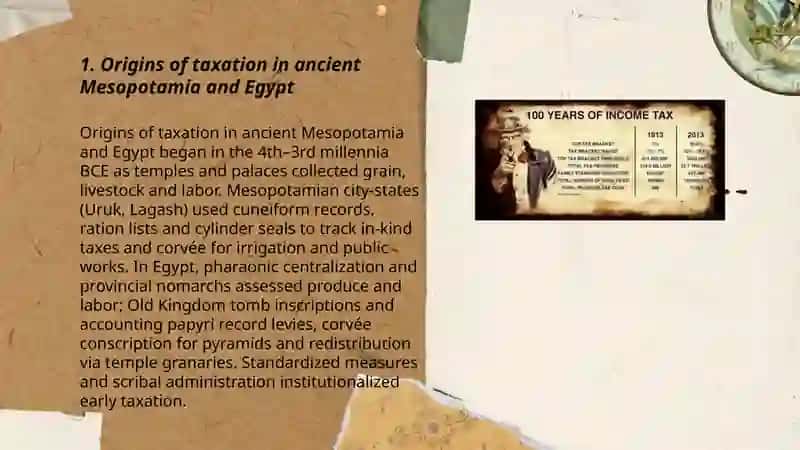 History of the emargence and development of taxes 3