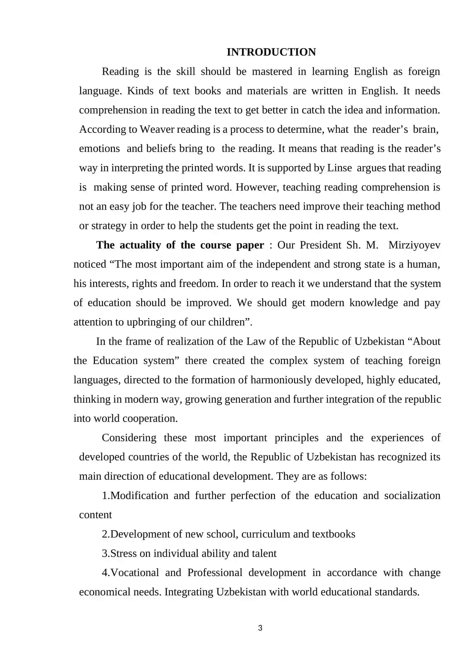 Course Work: Teaching Reading Using Various Activities 3