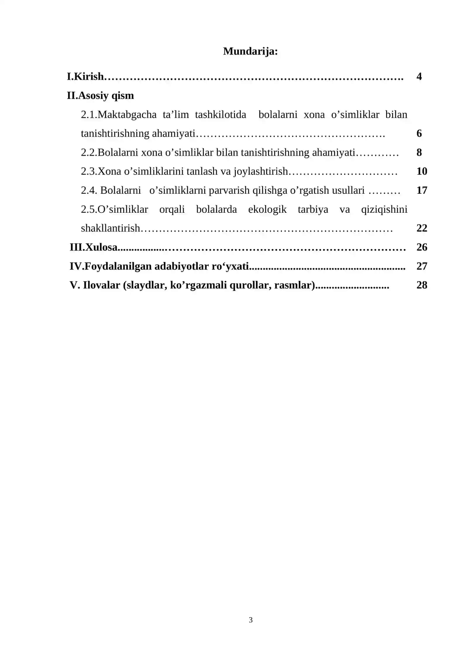 “Maktabgacha ta’lim tashkilotida bolalarni xona o’simliklar bilan tanishtirish usullari” mavzusida LOYIHA ISHI 3