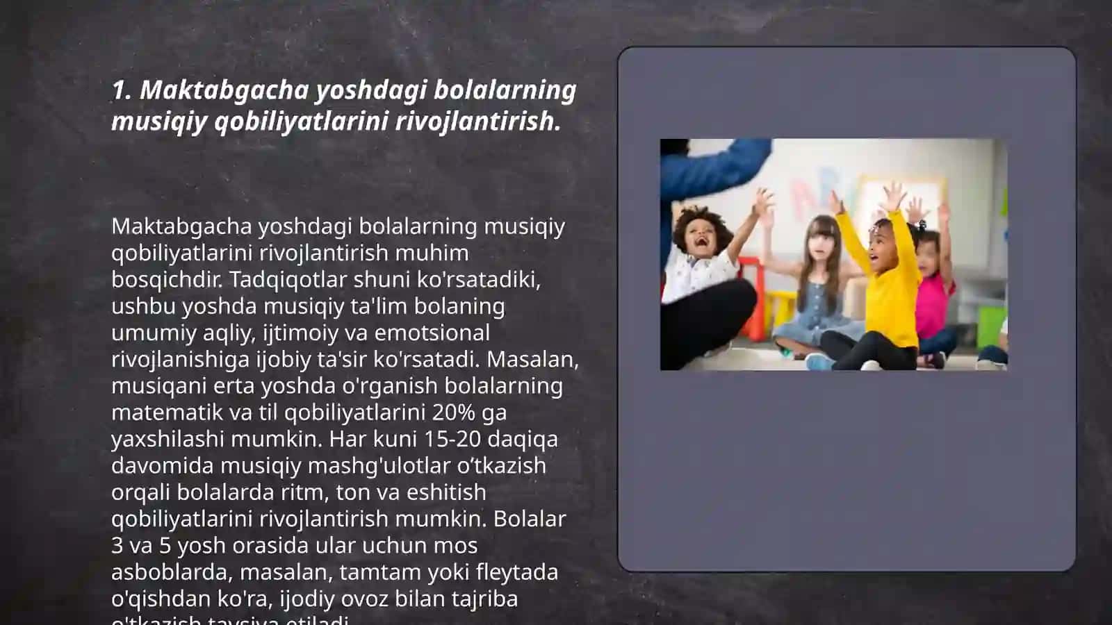 Maktabgacha tarbiya yoshidagi bolalarga musiqaviy tarbiya berish metodlari 3