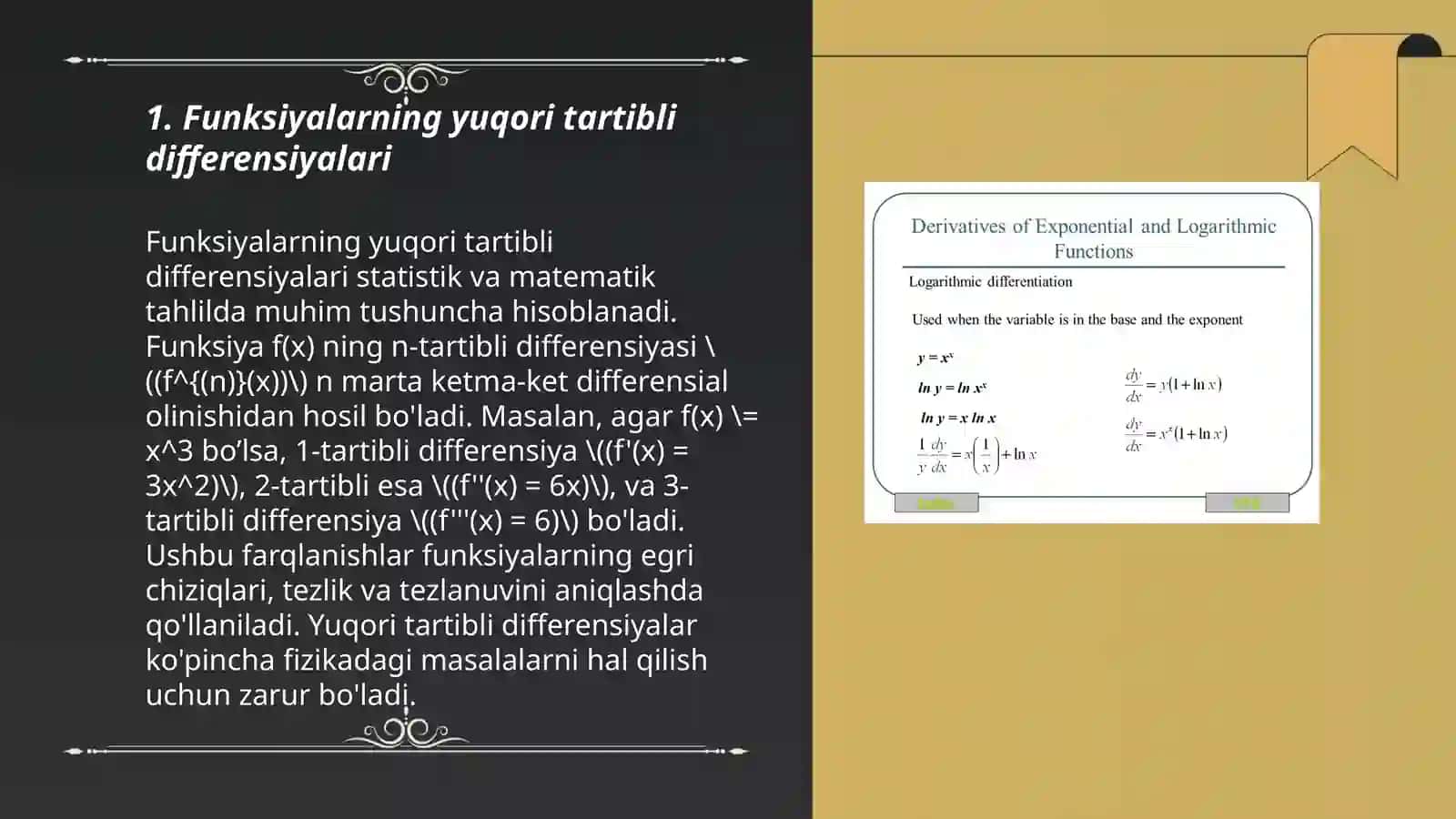Funksiyaning yuqori tartibli differensiyali va unga doir misollar yechish Polvonova Barnoxon 3