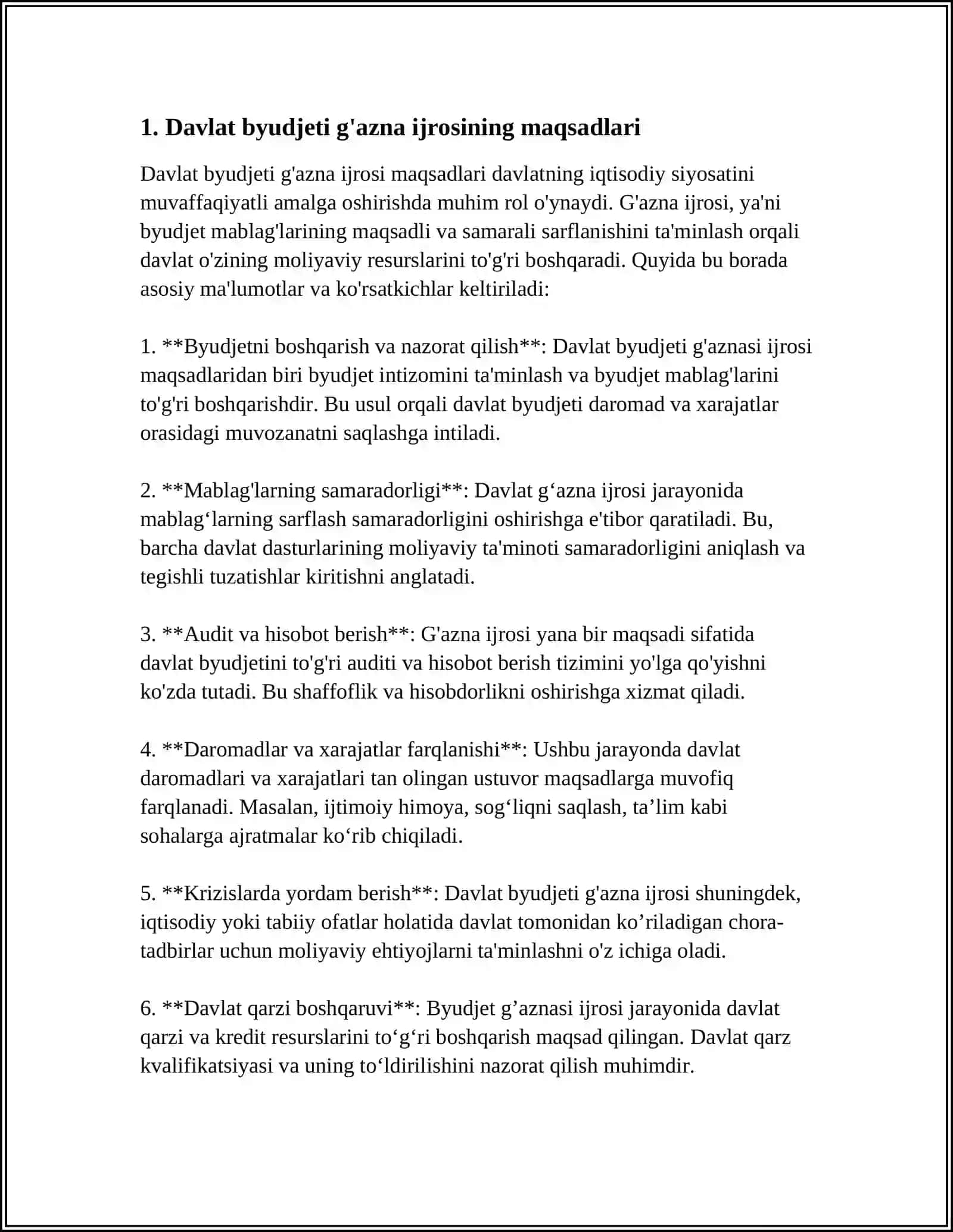 DAVLAT BYUDJETI G'AZNA IJROSINING O'ZIGA XOS XUSUSIYATLARI 3
