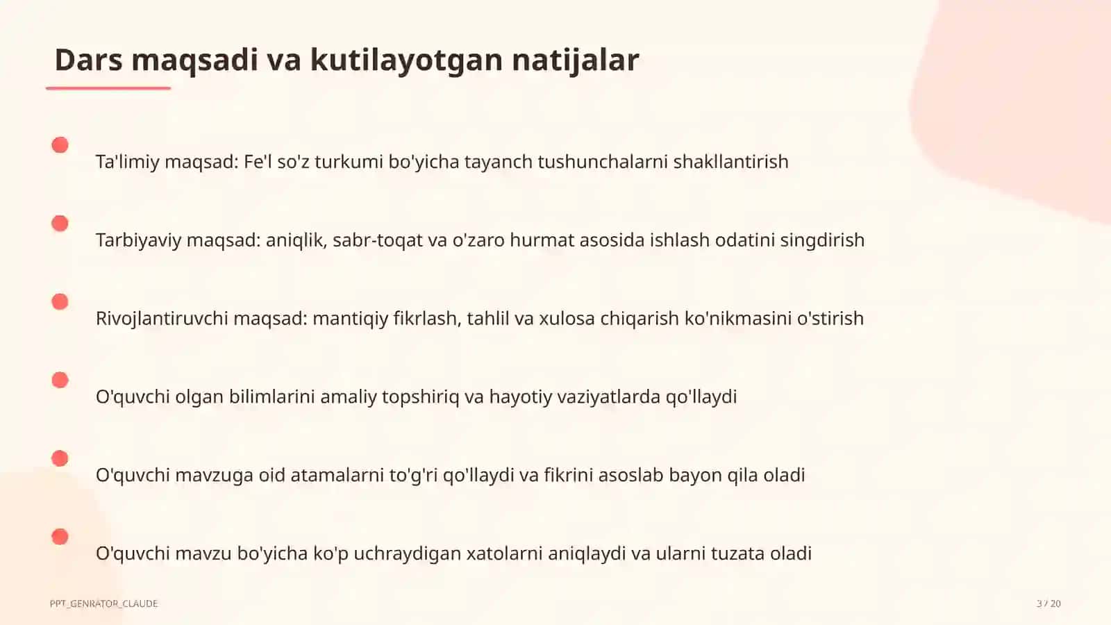 Fe'l so'z turkumi (3-sinf) 3