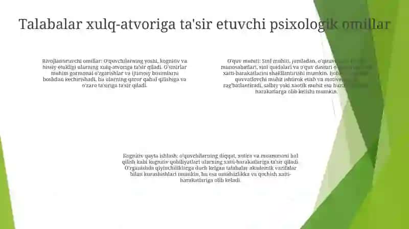 "Tarbiyasi" Qiyin OʻQuvchilar Bilan Ishlashning Psixologik Asoslari 3