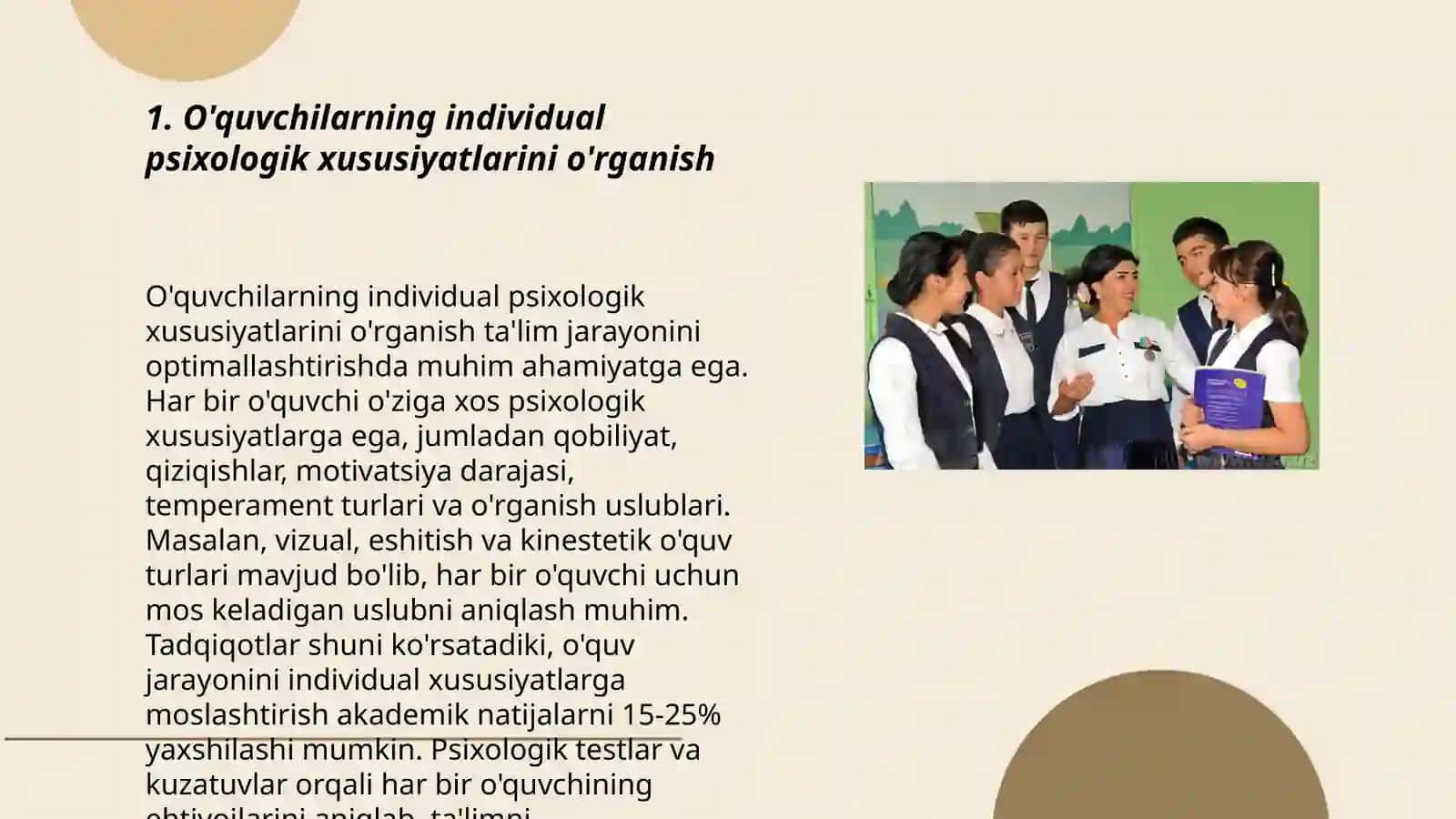 Oʻquvchilarni pedagogik va psixologik jihatdan oʻrganib, tavsifnoma tayyorlash 3