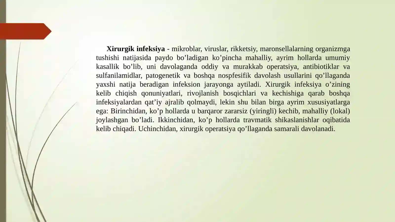 XIRURGIK INFEKSIYA. JAROXATLAR. JAROXATLARNING BITISHI 3