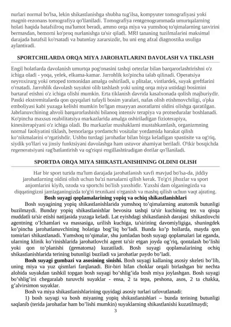Sport tibbiyoti va reabilitatsiya fanidan 3