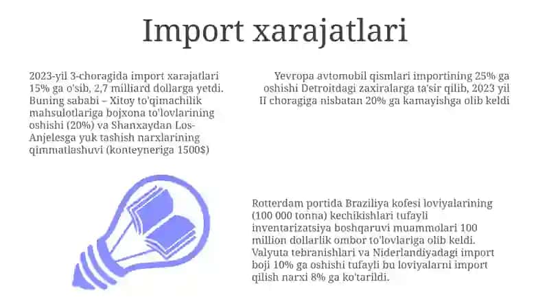 Import xarajatlari 3