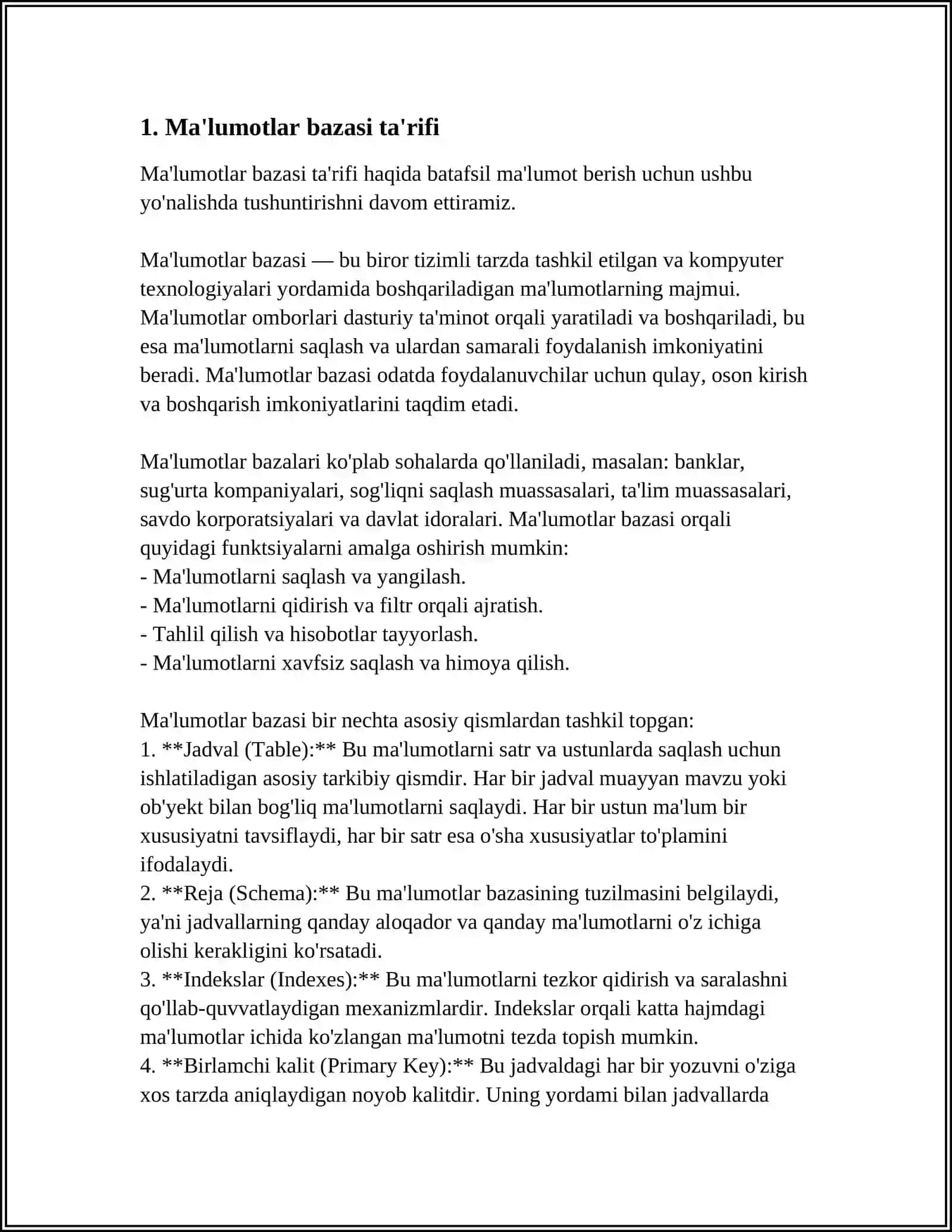 MA'LUMOTLAR BAZASI 3