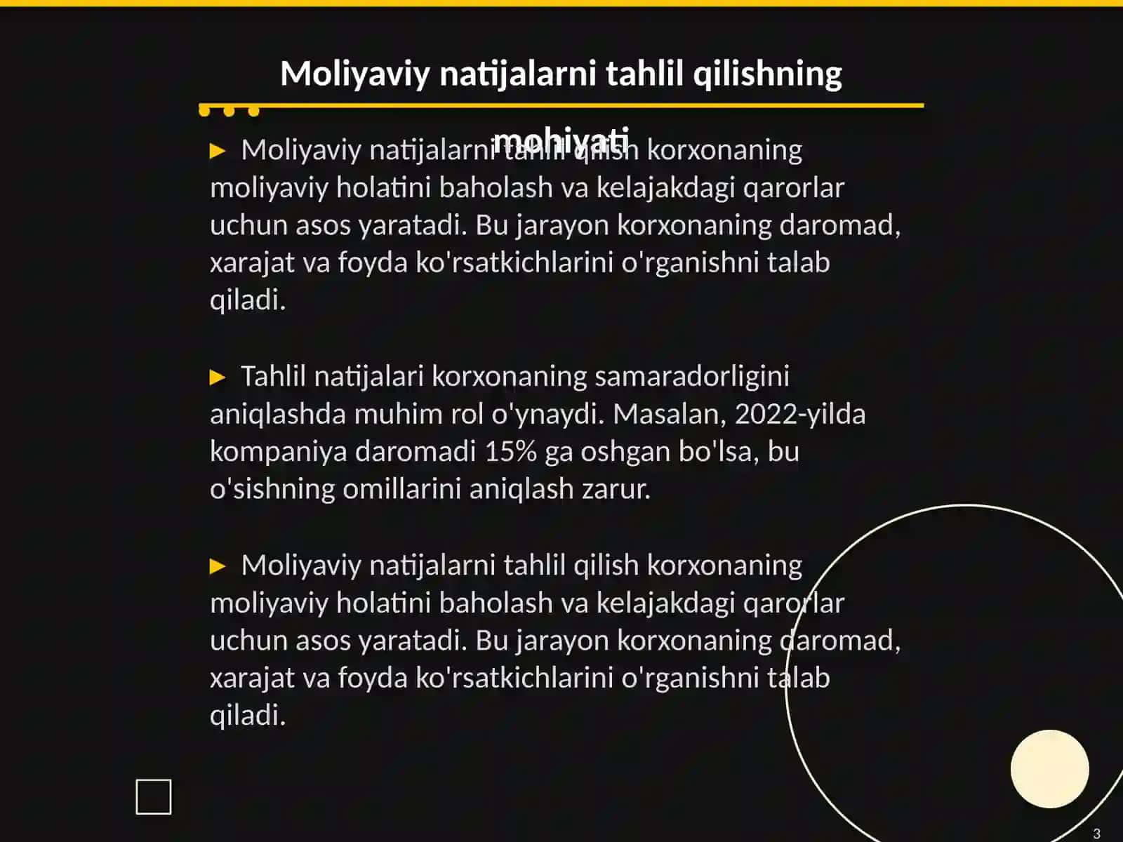 Korxonaning moliyaviy natijalari tahlili 3