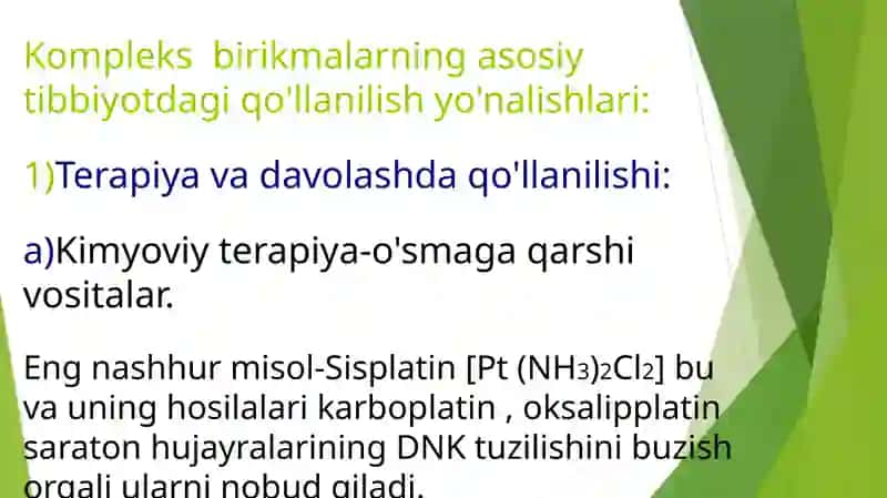 Kompleks birikmalarning tibbiyotdagi ahamiyati 3