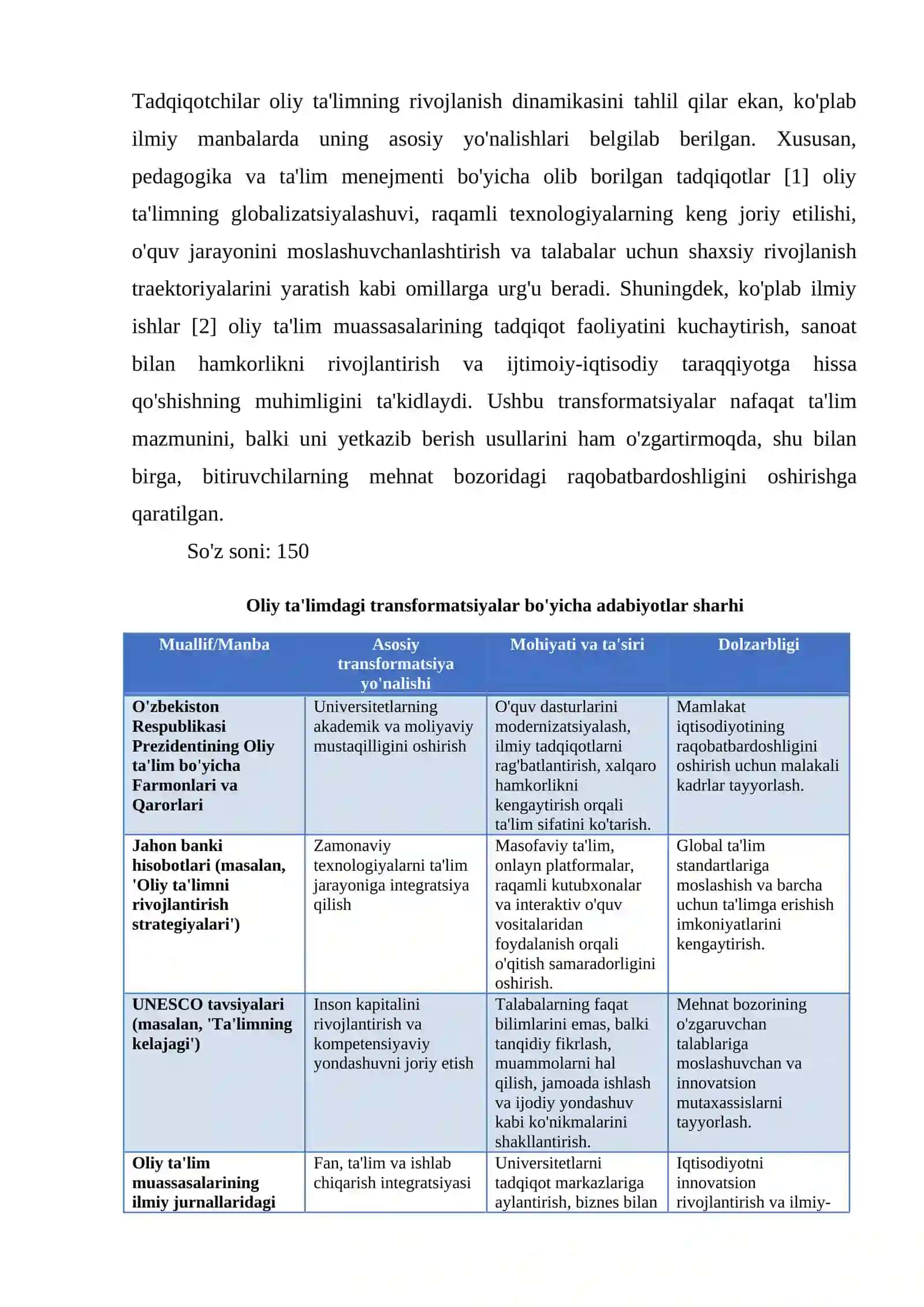 BUGUNGI KUNDA OLIY TA'LIMDA YUZ BERAYOTGAN TRANSFORMATSIYALAR VA ULARNING MOHIYATI 3