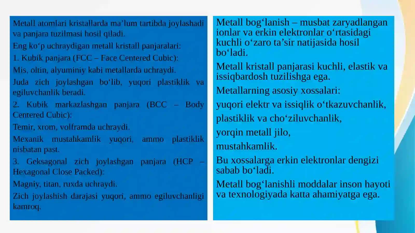 Metall bog’lanishli kristallar 3
