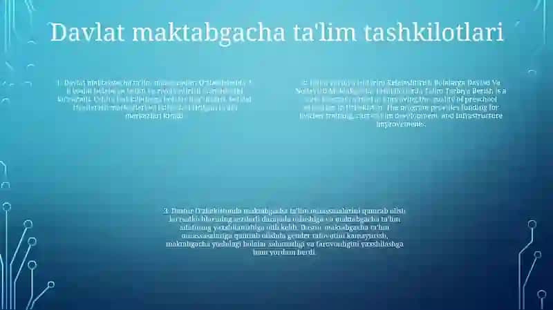 Talim Tarbiya Ishlarini Rejalashtirish Bolalarga Davlad Va Nodavlad Maktabgacha Tashkilotlarda Talim Tarbiya Berish 3