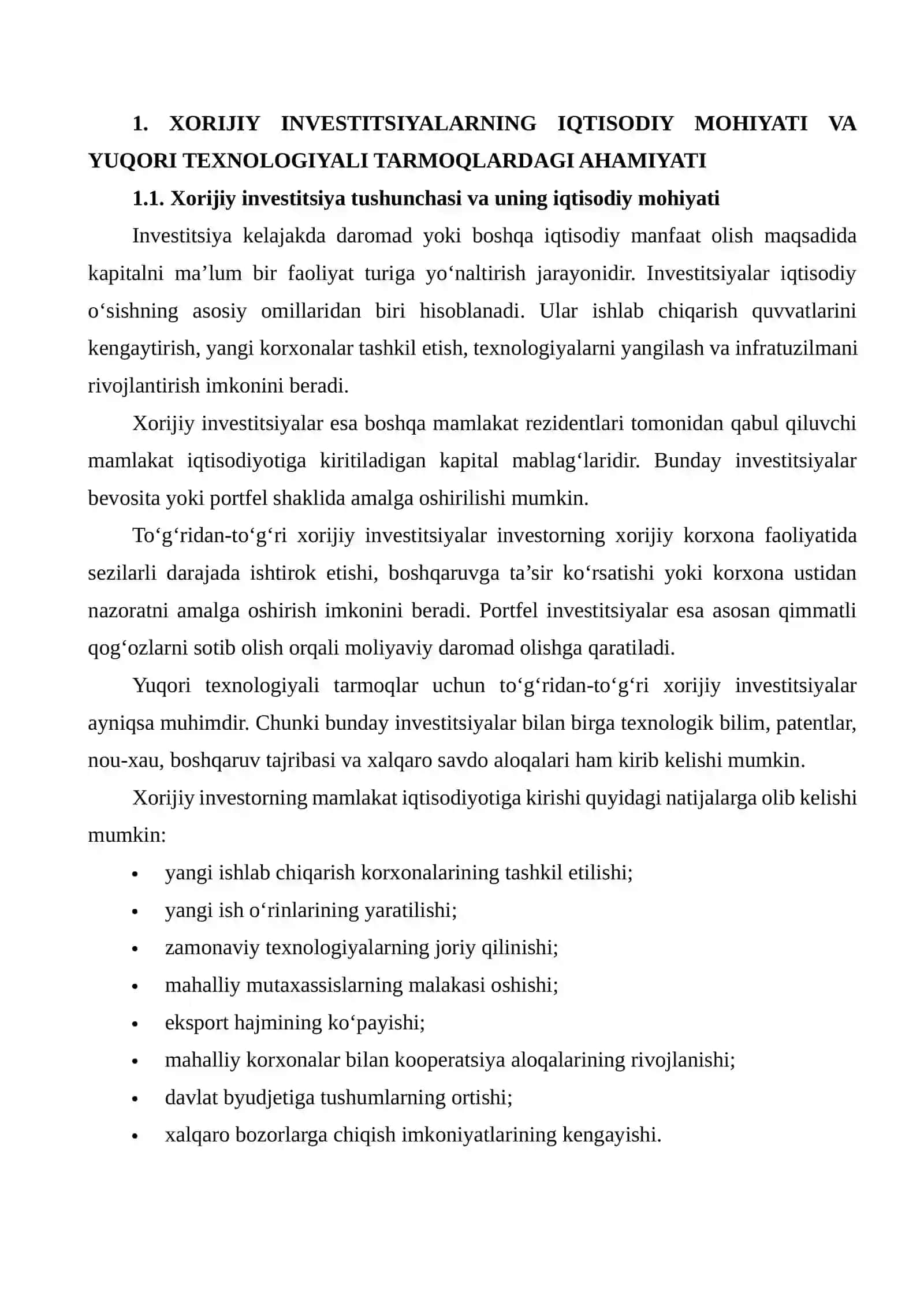 XORIJIY INVESTITSIYALARNI YUQORI TEXNOLOGIYALI TARMOQLARGA JALB QILISH STRATEGIYALARI 3