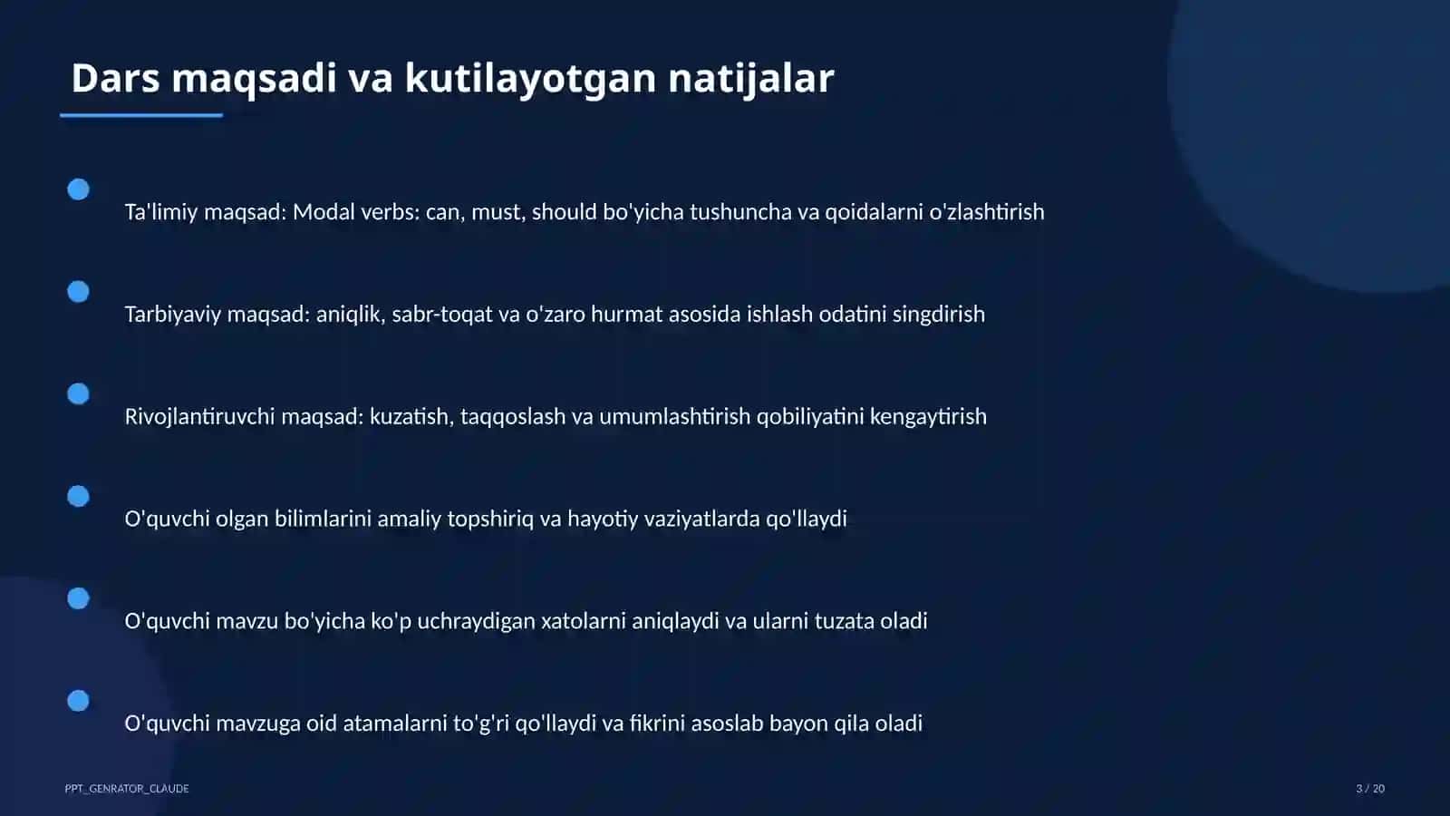 Modal verbs: can, must, should (7-sinf) 3