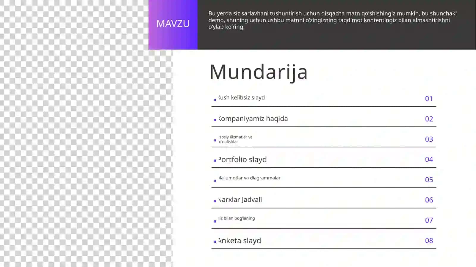 Zamonaviy Biznes Reja Mundarijasi va Tuzilmasi Taqdimoti (10 Slayd) 3