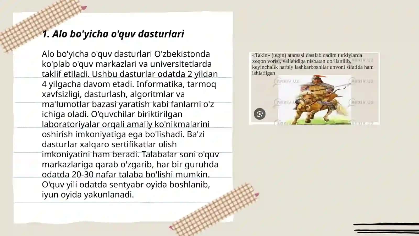 Alo bo'yicha o'quv dasturlari 3