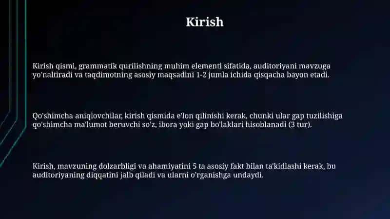 Undalma. Gapning kirish va kiritma kengaytiruvchilari 3