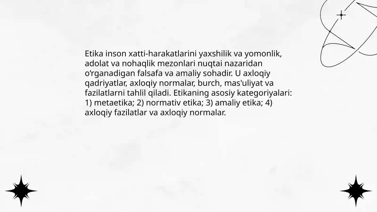 Etikaning asosiy kategoriyalari,tamoyillari va me'yorlari 3