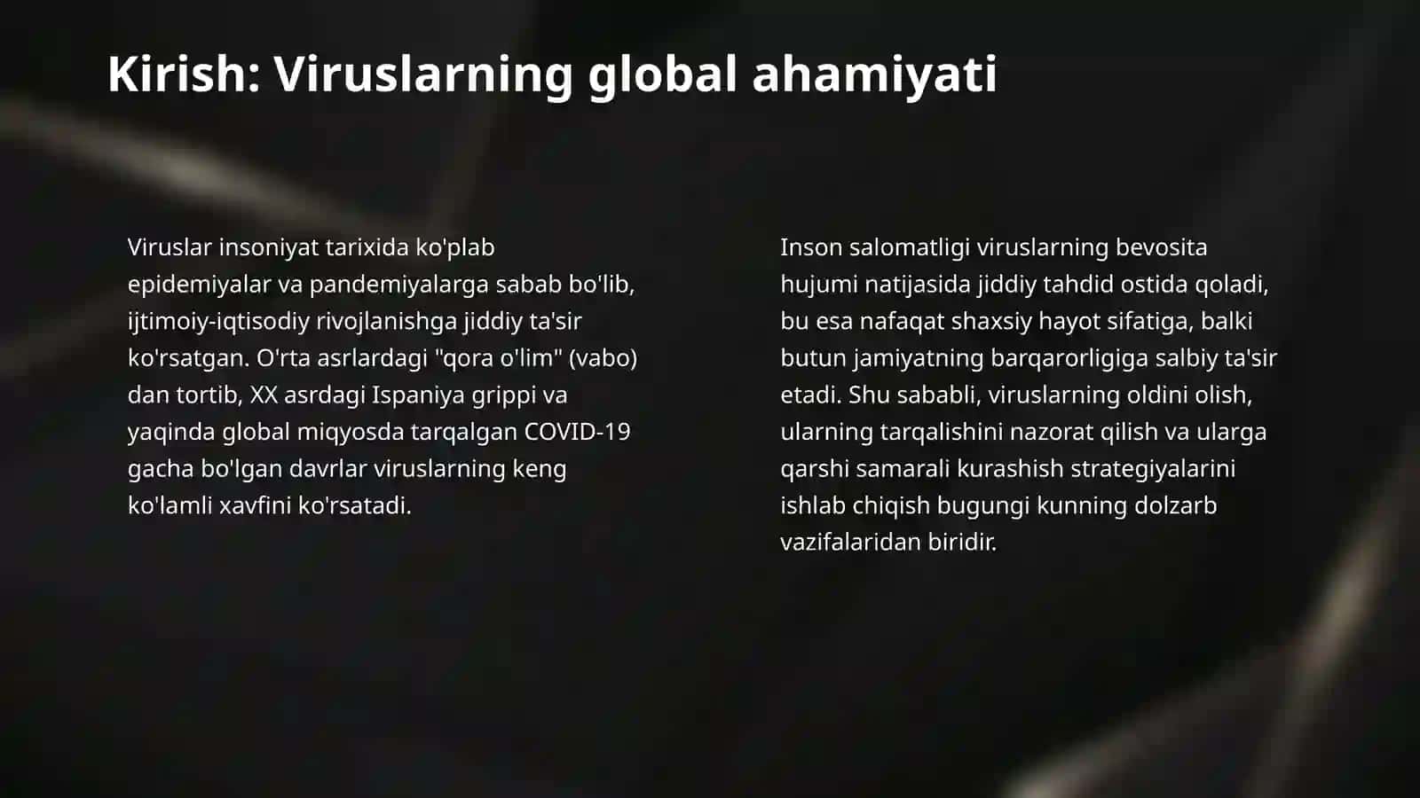 Epidemiya va pandemiyaga olib kelayotgan inson viruslari, ularning tarqalishi, profilaktikasi va qarshi kurash choralari. 3