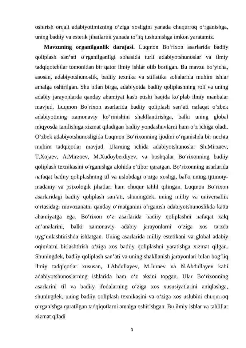 BADIIY QOLIPLASH SAN’ATI LUQMON BO‘RIXON ASARLARIDA 3