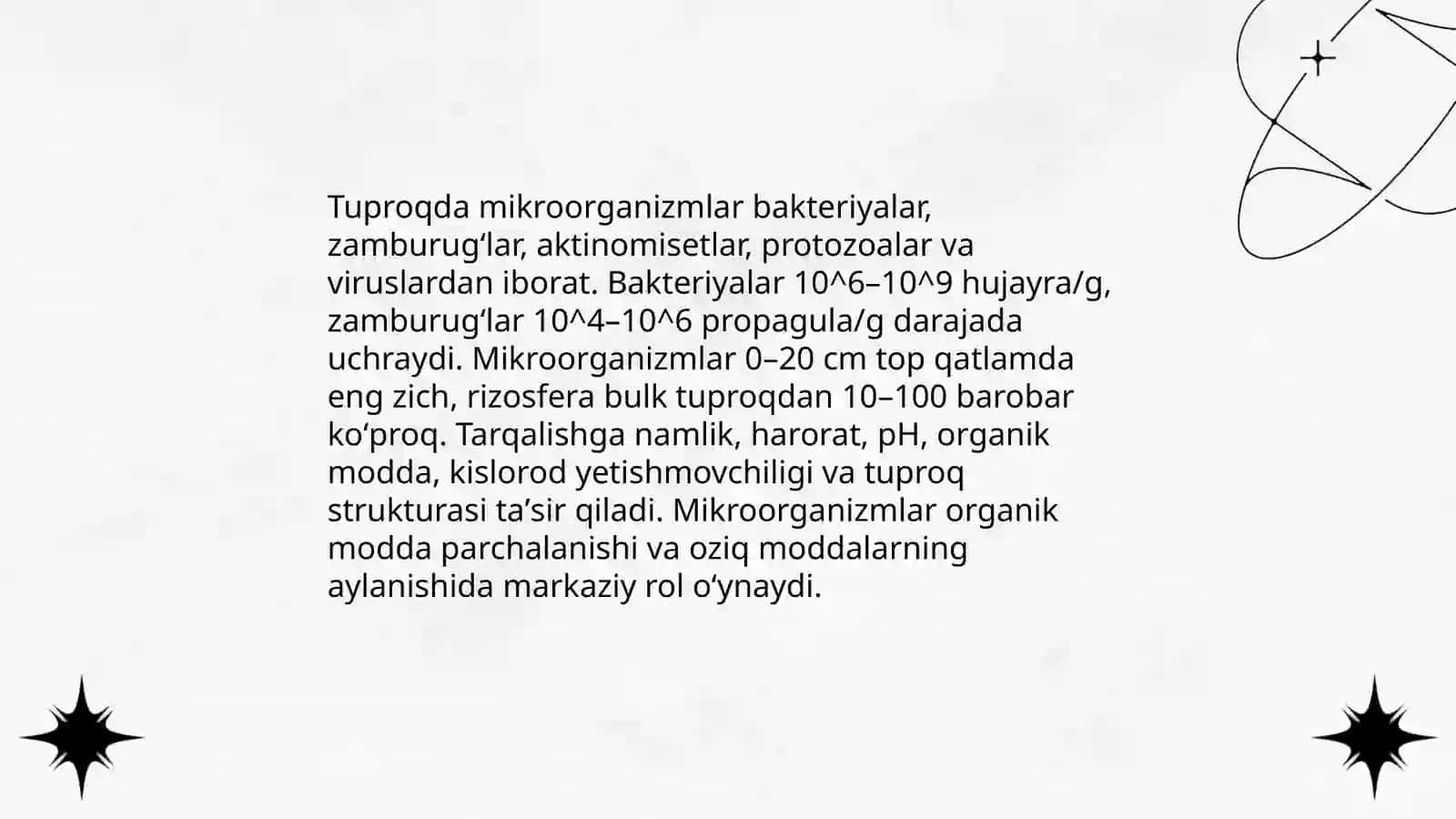 Tuproqda mikroorganizmlarning tarqalishi 3