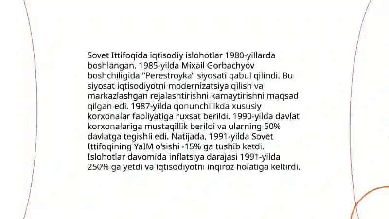 Sovet Ittifoqida islohotlar va inqirozi.Imperiyaning tugatilishi 3