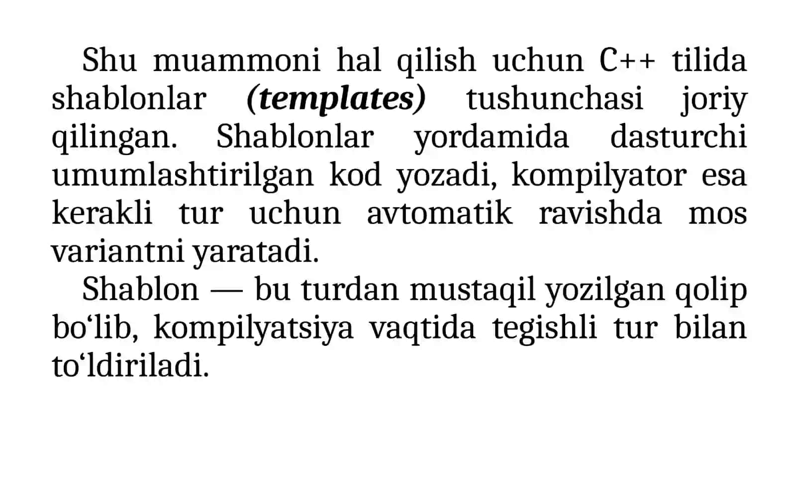 Dasturlash. Shablonlar 3