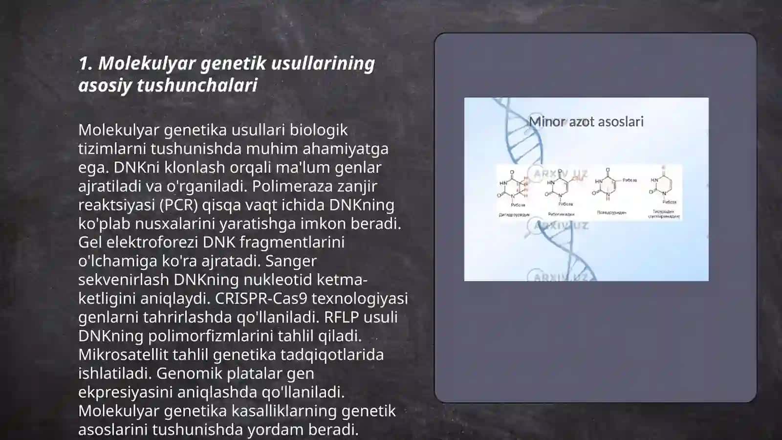 Molekulyar genetik usullarni mohiyati va va ularniqo’llanilishi 3