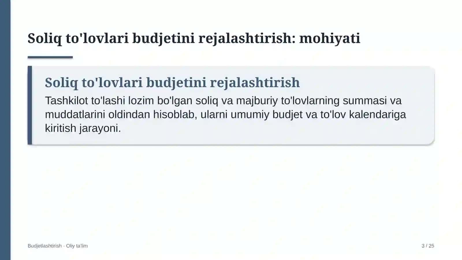 Aviachipta sotish agentliklarida soliq to'lovlari budjetini rejalashtirish 3