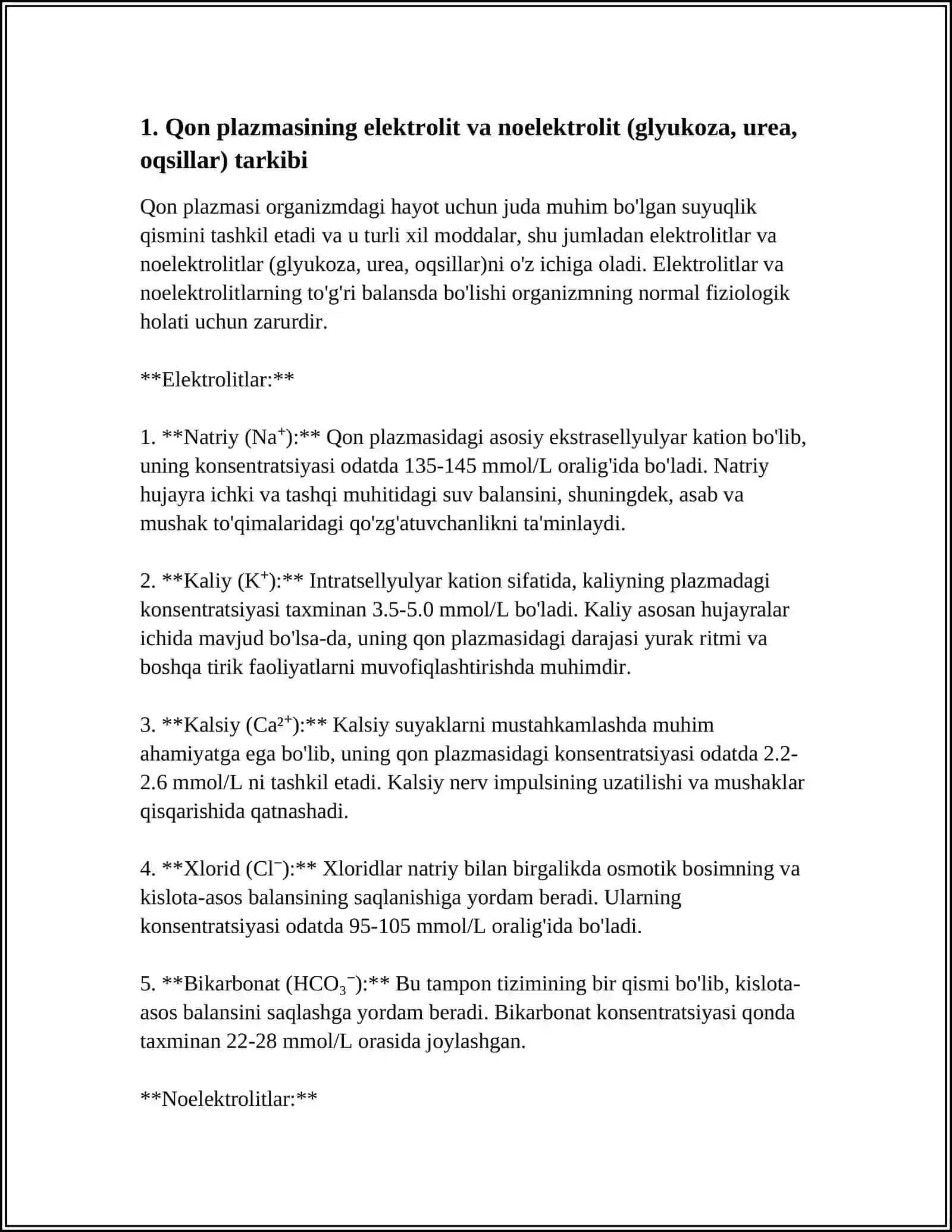 ORGANIZMNING BIOLOGIK SUYUQLIKLARI ELEKTROLIT VA NOELEKTROLITLAR ERITMALARI SIFATIDA 3