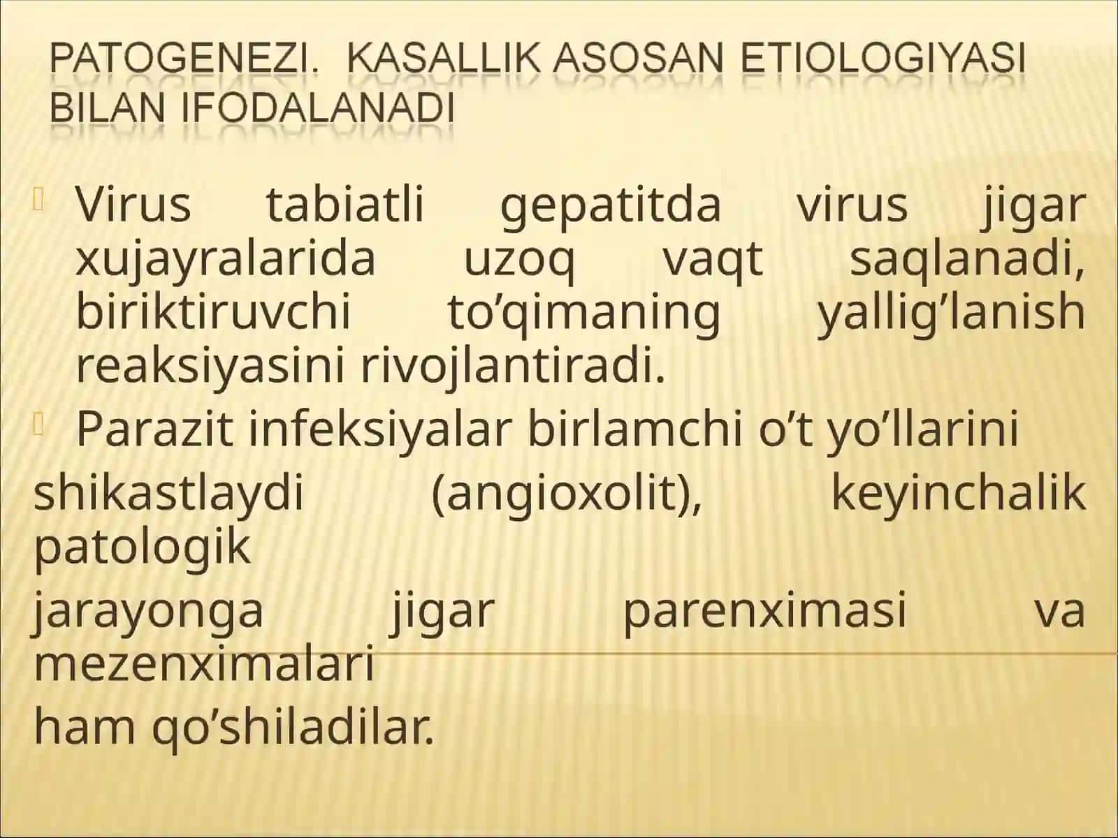 Surunkali gepatitbajardi: Bekmurodova Shaxzoda Pediatriya404-Aguruh 3