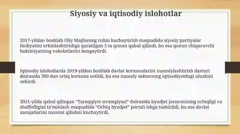 Siyosiy va Iqtisodiy Islohotlar va Investitsiya Muhiti 3
