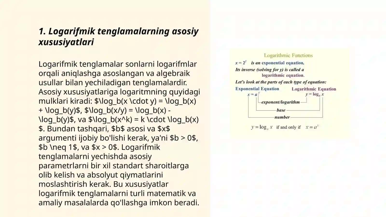 Logarifm tenglamalar va tengsizliklar 3
