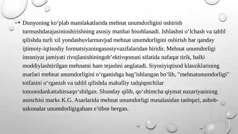 Mehnat unumdorligining darajasi va unga ta’sir etuvchi omillarni tahlili 3