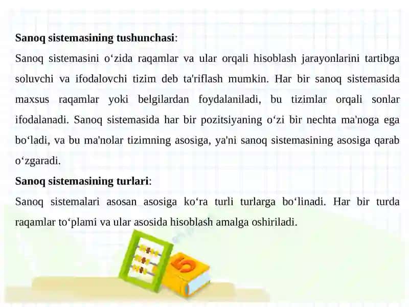 Sanoq sistemasining tushunchasi 3