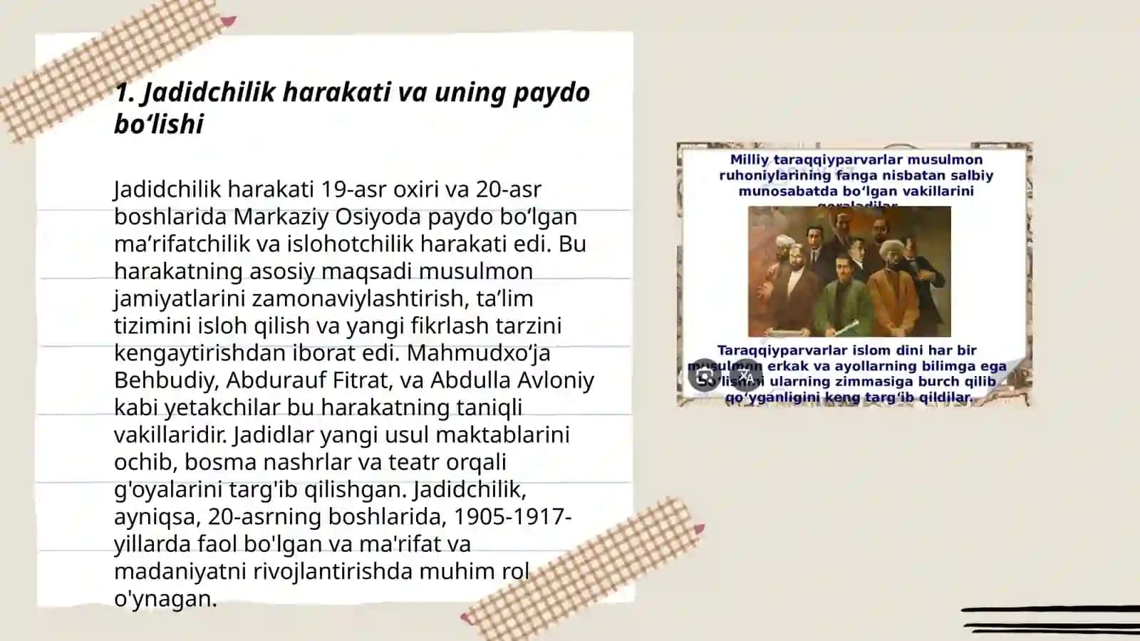 Jadid marifatparvarlarining òlka ijtimoiy hayotida tutgan òrni 3