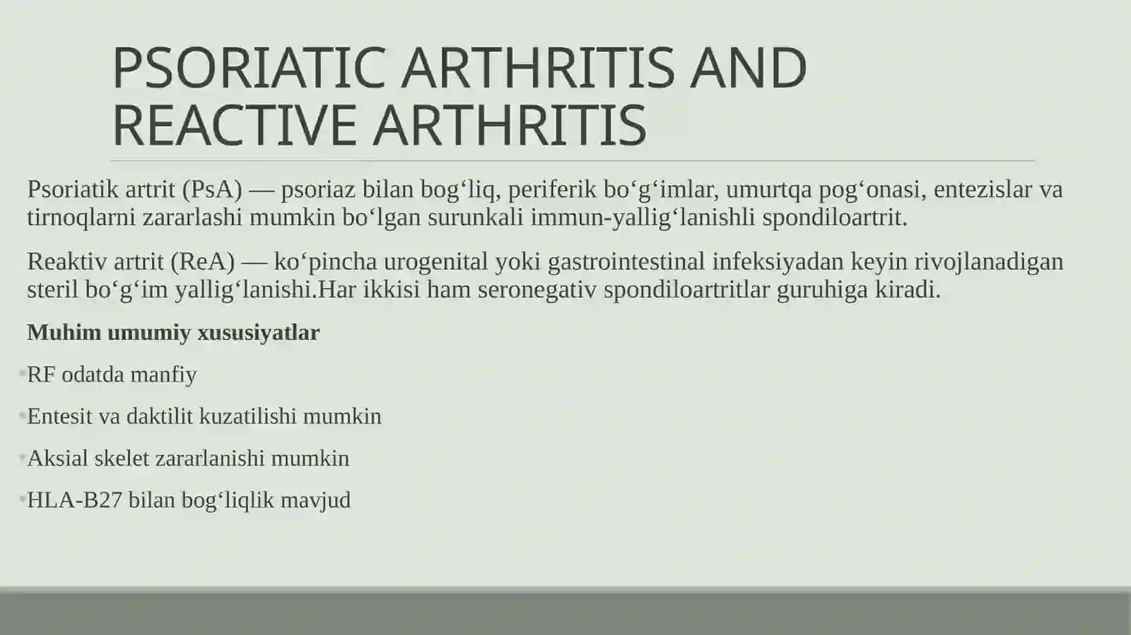 Reaktive artrit va Psoriatik artrit 3